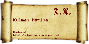 Kulman Marina névjegykártya